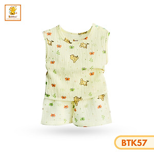 Đồ bé gái Babiboo bộ sát nách vải muslin thông thoáng, họa tiết đáng yêu BTK57