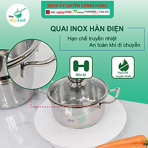 Bộ Nồi Inox 430 Bếp Từ 3 Đáy 3 Món Nắp Kính Fivestar Tặng 2 Muỗng Canh