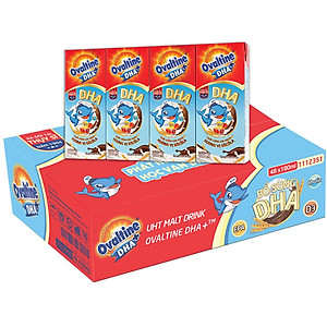 Thùng 48 hộp thức uống lúa mạch hương vị socola Ovaltine DHA+ 180ml
