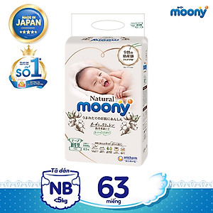 Tã dán cao cấp Moony Natural Newborn 63 miếng nhập khẩu Nhật Bản