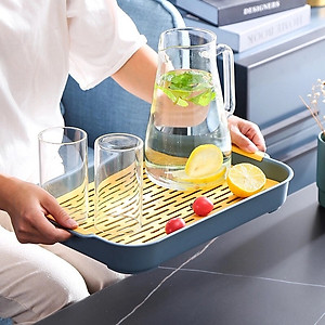 Khay Nhựa Úp Ly, Cốc, Chén Ecco Hình Chữ Nhật Cao Cấp Có Khay Hứng Nước Thông Minh Giao Màu Ngẫu Nhiên