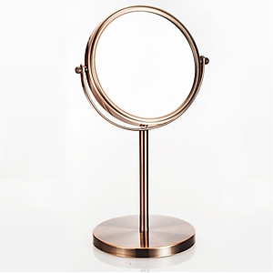 Gương trang điểm để bàn Đồng đỏ Copper, phóng đại zoom x3, 2 mặt xoay siêu nét Minh House