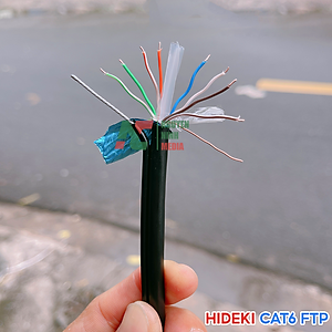 (Bọc Bạc) Dây Mạng Ngoài Trời HIDEKI CAT6 FTP 8 Lõi Đồng Nguyên Chất, Bọc Bạc Và Có Sợi Thép Chịu Lực, Vỏ HDPE Siêu Bền - Hàng Chính Hãng