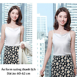 Áo hai dây lụa nữ cổ đổ mặc trong vest chất vải satin cao cấp thoáng mát khi mặc - AO0036
