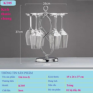 Giá Treo Ly Uống Rượu Vang Cao Cấp Inox 304 Bền Đẹp Để Bàn Trong Gia Đình Mã KT05