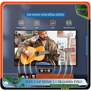 Cáp HDMI FIRO - Dây HDMI 2.1 8K/60Hz/48Gbps - Dài 5 Mét Lõi Dù Dùng Cho Tivi/ Máy Tính/ Playstation - Hàng Chính Hãng