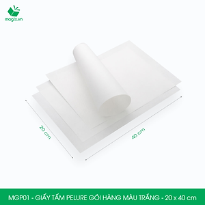 MGP01 - 20x40 cm - 100 tấm giấy Pelure trắng gói hàng, giấy chống ẩm 2 mặt mịn, giấy bọc hàng thời trang