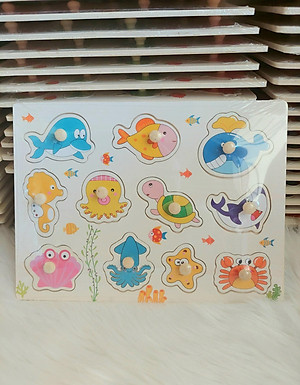 Đồ Chơi Trẻ Em - Đồ Chơi Xếp Hình - Combo 4 Bảng Núm Gỗ Cho Bé