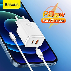 Cốc sạc siêu nhỏ gọn 20W Baseus Compact Quick Charger (USB + Type C, công suất 20W) - Hàng Chính Hãng 