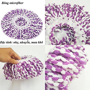 Bông Lau Nhà 360 Độ Sợi Microfiber Thấm Hút Nhanh, Màu Ngẫu Nhiên - Hàng chính hãng 