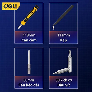 Bộ Tua Vít Sửa Chữa Đa Chức Năng Deli 33 Món Cao Cấp - Chất Liệu Siêu Bền, Thiết Kế Gọn Nhẹ Tinh Tế - DL1033D