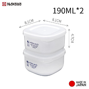 Set 2 hộp hình vuông đựng & bảo quản thực phẩm White Pack 190ml thích hợp dùng trong lò vi sóng - MADE IN JAPAN