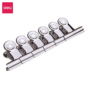 Set 6 chiếc kẹp bướm, Kẹp kim loại đuôi tròn Deli, Kẹp giấy tài liệu văn phòng 19mm 29mm 38mm 51mm