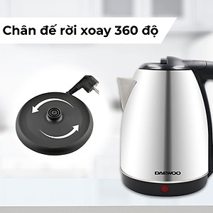 Ấm siêu tốc inox 304 cao cấp đảm bảo an toàn 1.8L Daewoo DWK-S1805 đế xoay 360 độ - Hàng chính hãng BH 2 năm - Hàng chính hãng