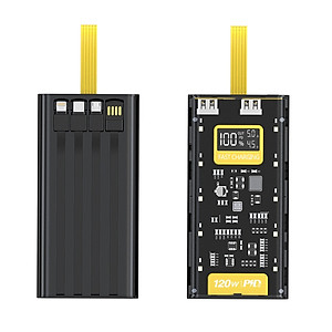 Sạc Dự Phòng trong suốt 30000mAh - sạc siêu nhanh, tích hợp 4 cáp, 2 cổng usb, sạc cùng lúc nhiều điện thoại - Hàng chính hãng