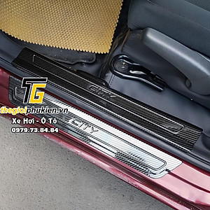Bộ Ốp bậc cửa, Nẹp bước chân dành cho Honda City 2015-2021 vân Carbon
