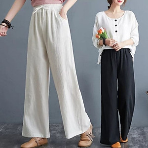 Quần Dài Nữ Suông Thanh Lịch Trẻ Trung ,Có Túi Cạp Chun ,Dài 88cm Chất Đũi Đẹp, Mịn Thoáng Mát (40-65Kg)QA0098