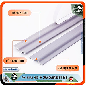 Ron Chặn Khe Cửa HT SYS - Chất Liệu PU Và PE Cải Tiến, Dài 2 Mét - Ron Dán Khe Cửa, Chân Cửa, Khung Cửa - Ngăn Gió Lùa, Cách Âm, Chống Bụi, Ngăn Côn Trùng, Chống Thoát Khí Điều Hòa, Chống Va Đập Cửa - Hàng Chính Hãng