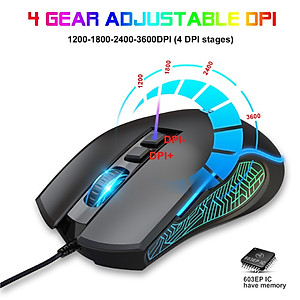 Chuột LED RGB 3600 DPI Gaming Mouse HXSJ X100 - hàng nhập khẩu