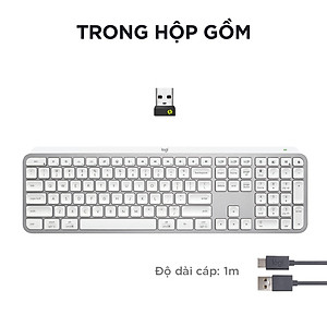 Bàn phím không dây Logitech MX Keys S - Low Profile yên tĩnh, Đèn nền, Bluetooth, Sạc USB-C - Hàng chính hãng