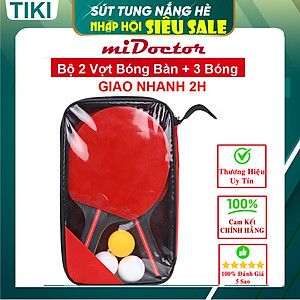 Bộ 2 Vợt Bóng Bàn Chính Hãng miDoctor + Túi Đựng Vợt Bóng Bàn + 3 Bóng 