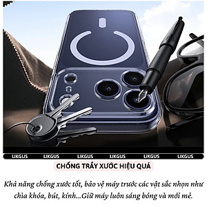 ốp lưng chống sốc sạc từ tính nam châm màng bảo vệ viền camera trong suốt cho iPhone 17 Pro Max / 17 Air / iP 17 Pro / 17 hiệu Likgus Lin Camshield Magnetic N52 - Chống sốc 2m, túi khí ẩn 4 góc, chống va đập, độ trong full HD - Hàng nhập khẩu