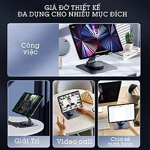 Giá Đỡ Hợp Kim Nhôm Để Bàn Xoay 360 Độ Cho Điện Thoại, Máy Tính Bảng, Iphone, Ipad L06 - Hàng chính hãng