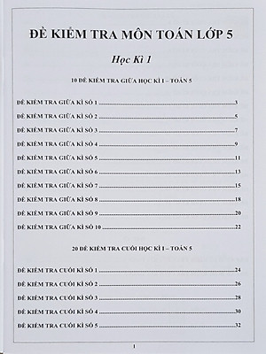 Sách - Đề kiểm tra Toán 5 học kì I + II