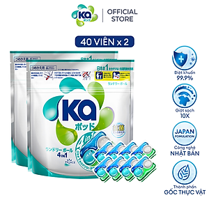 Combo 2 Túi Viên Giặt Xả Đa Năng 4 Trong 1 KA Universal (40 Viên/ Túi)