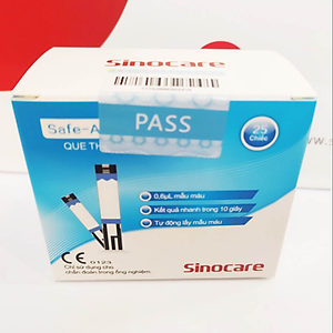 Que Thử Đường Huyết Safe Accu Chính Hãng Sinocare 50 Que + 50 Kim Chích Máu