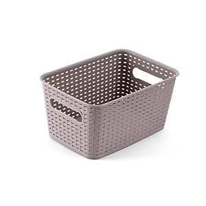 Giỏ nhựa mây tre đan đựng đồ có nắp đậy, giỏ đựng đồ đa năng, rổ nhựa (28.5*20*13.8cm). Phân phối bởi Cobi Home.