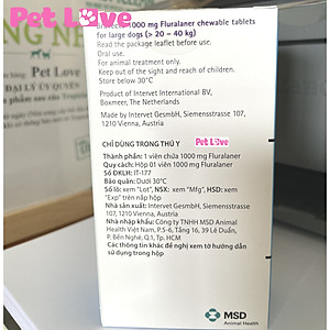 Bravecto diệt ghẻ, ve rận, bọ chét (chó 20 - 40kg)