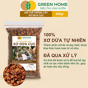 Xơ Dừa Cục Greenhome, Bao 400gr, Giá Thể Đã Qua Xử Lý, Size 1-2cm, Viên Đều Đẹp, Sạch Khuẩn, Trồng Kiểng Lá, Lan
