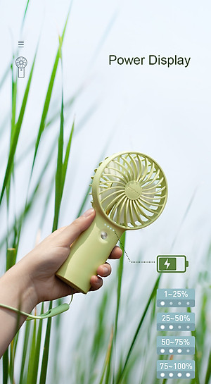 Quạt Tích Điện Cầm Tay Pin Trâu 32h Sử Dụng Yoobao F3 Với 3 Tốc Độ Gió Có Đèn Báo Pin Thiết Kế Nhỏ Ngọn - Hàng Chính Hãng