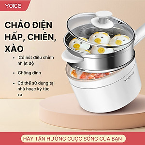 Nồi lẩu điện mini YOICE đa năng công suất 500W, 2 lớp chống bỏng bảo vệ đôi tay của bạn - YDZG1002 - HÀNG CHÍNH HÃNG