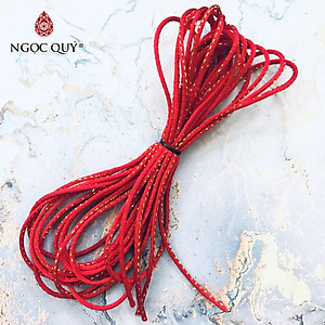 Bó dây tim bóng handmade màu đỏ điểm vàng 1,5mm - Bó dây vải bóng handmade dùng để thắt dây, đan vòng