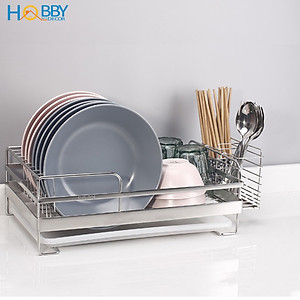 Kệ chén 1 tầng đa năng inox 304 kèm ống đũa Hobby home decor KC1
