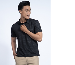 Áo thun Polo nam Novelty màu đen in họa tiết NATMMDMPSR190199N