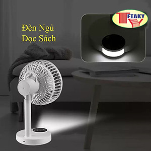 Quạt sạc tích điện DP DP-7626 tích hợp đèn LED chiếu sáng - loại quạt trung gió rất mạnh với nút bấm cảm ứng HÀNG CHÍNH HÃNG
