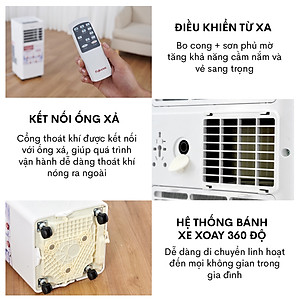 Máy lạnh di động 7000 BTU Fujihome PAC07, điều hòa di động mini 4 trong 1 làm lạnh, hút ẩm, quạt, lọc không khí, điều khiển từ xa - Hàng chính hãng