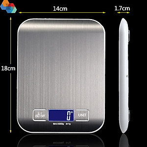 Cân nhà bếp Changxie KS05 5kg/1g bề mặt chống rỉ, nước, màn hình LCD sắc nét có 2 Pin AAA, hàng chính hãng