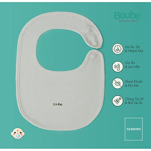 Khăn yếm tròn đeo cổ có cúc bấm cho em bé sơ sinh, trẻ nhỏ Boube nhiều màu, vải sợi tre Bamboo thông minh, thoải mái