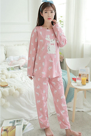 Bộ Đồ Bầu Và Sau Sinh Azuno AZ1014 Mặc Nhà Dài Tay Thu Đông Có thiết Kế Khe Mở Cho Con Bú Tiện Lợi