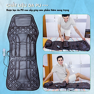 Nệm (đệm) massage ô tô cao cấp Nikio NK-150 - Con lăn 3D xoa bóp cổ vai gáy, kết hợp nhiệt nóng sưởi ấm lưng, cổ và rung toàn thân tạo cảm giác thư giản, túi khí nâng đỡ cột sống lưng