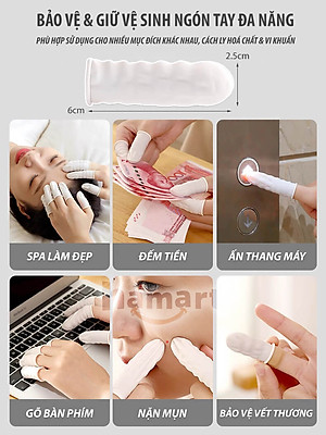 Túi 100 Bao Ngón Tay Cao Su Bọc Bảo Vệ Đầu Ngón Tay Chống Mài Mòn Bụi Bẩn Bảo Hộ Lao Động