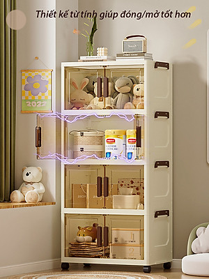 Nubie Tủ Nhựa Gấp Gọn Ngang 58cm, Tủ Đựng Đồ Đa Năng Lắp Ghép, Hộp Đựng Quần Áo, Nhựa PP, Có Bánh Xe