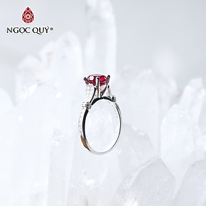 Nhẫn bạc nữ đá Ruby mệnh hỏa, thổ - Ngọc Quý Gemstones