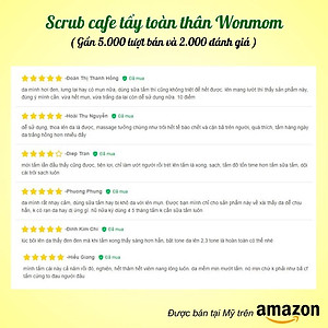 Scrub café tẩy toàn thân, trắng da, sạch mụn, đánh bay thâm rạn Wonmom 500g