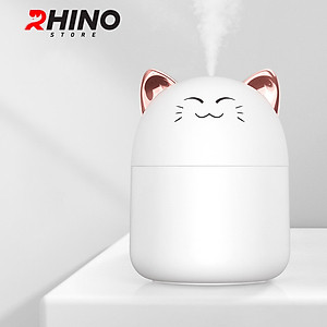 Máy phun sương tạo ẩm Rhino H903 dung tích 250ml, nhỏ gọn, không gây tiếng ồn, tích hợp đèn ngủ RGB nhiều màu - Hàng chính hãng