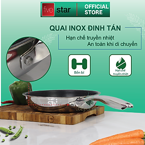 Bộ nồi và chảo chống dính vân đá inox 304 cao cấp Fivestar Plus 5 món nắp kính , tặng 1 vá canh